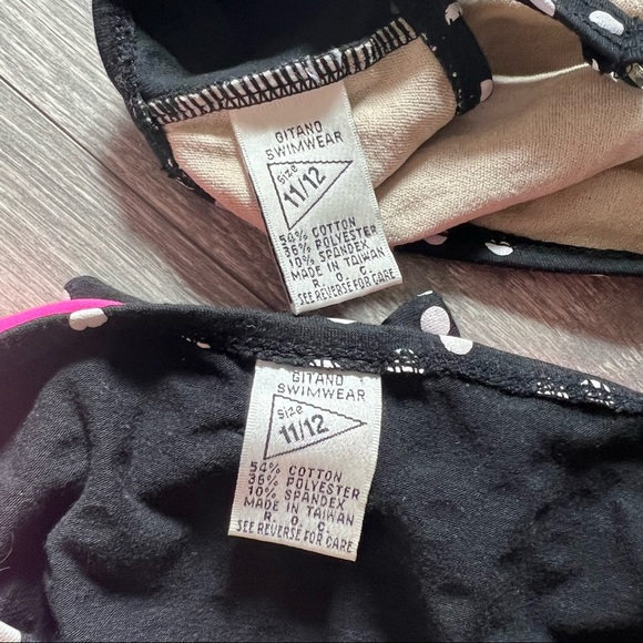 Vintage 80s 90s Gitano Cotton Poly Polka Dot Neon Pink Bow Bikini Barbie - Picture 6 of 6